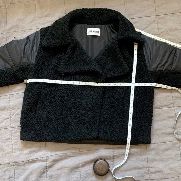 NEW Steve Madden Black Teddy Jacket Puffer Detailed Size M - Picture 8 of 13